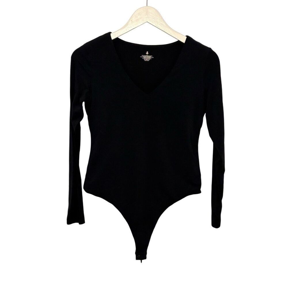 iuga black long sleeve v-neck bodysuit - XL